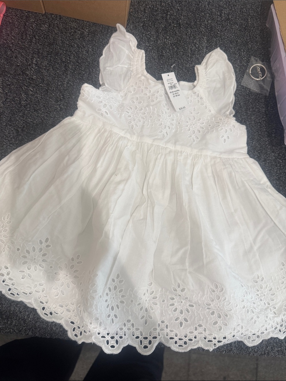 GAP White Eyelet Ruffle Strap Dress